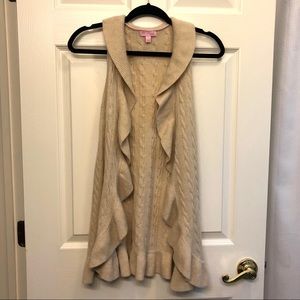 LILLY PULITZER Cashmere Beige/Cream Ruffle Vest
